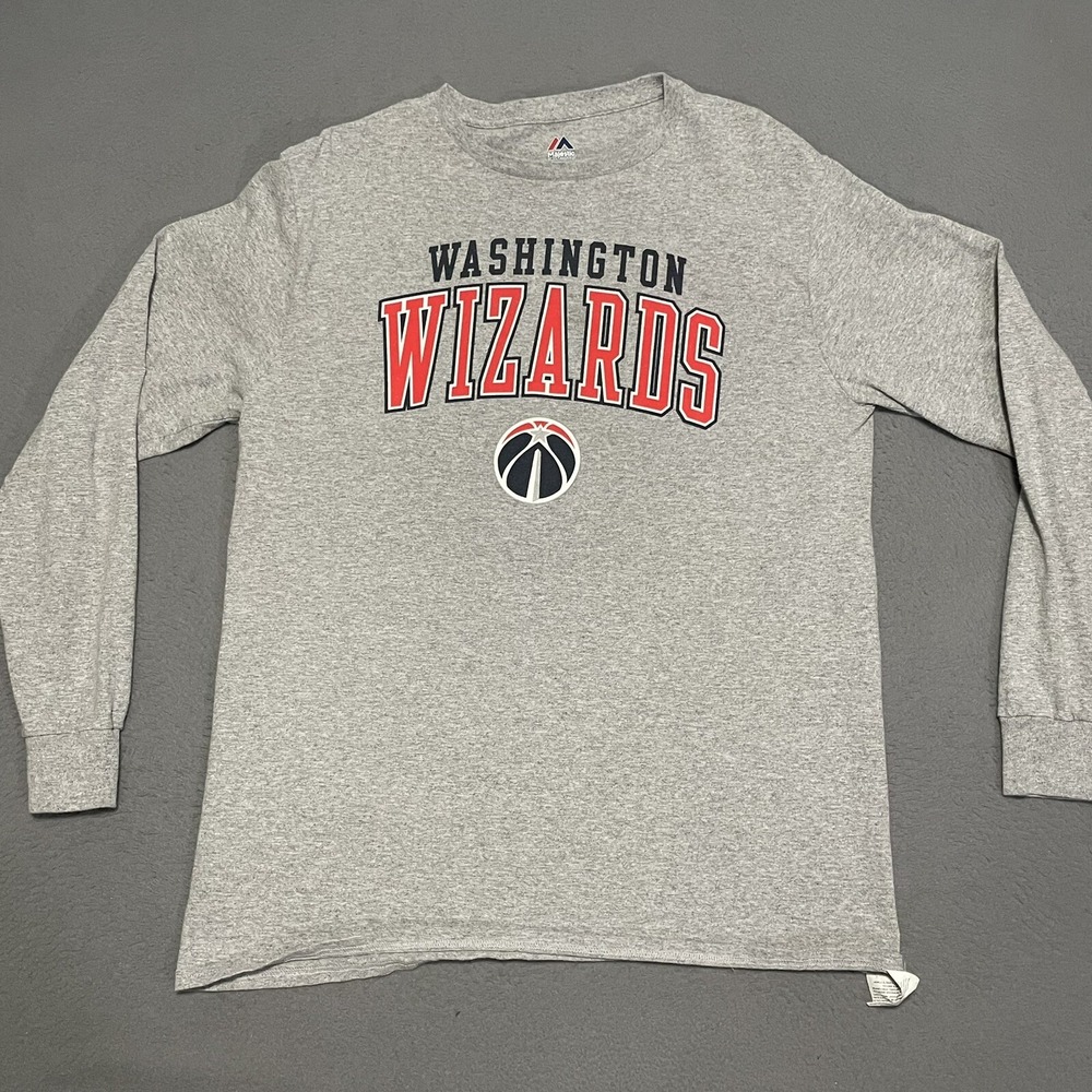 Washington‎ Wizards NBA Majestics Navy Blue Long Sleeve Cotton Tee Shirt Unisex